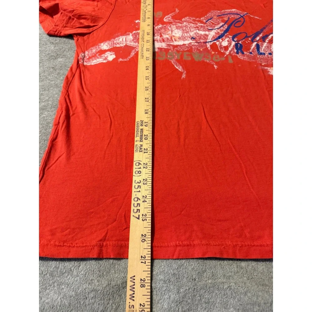 Vintage Polo Ralph Lauren Red Scorpion Graphic Custom Fit T-Shirt Men Large 90's